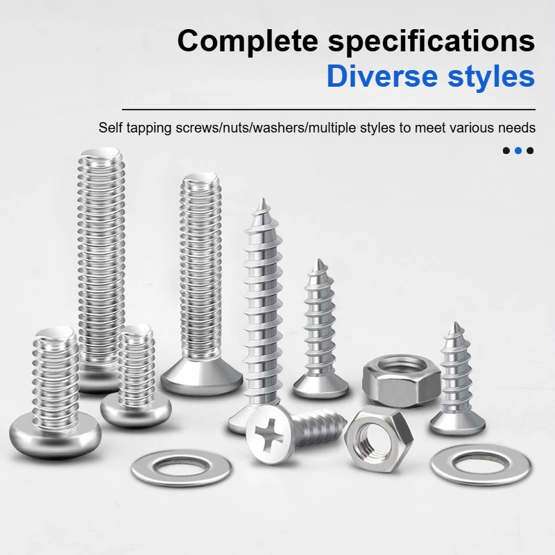 Round Head Cross Disc Head Screw Nut Washer Self-tapping Screw Set M2 M3 M4 M5 M6
