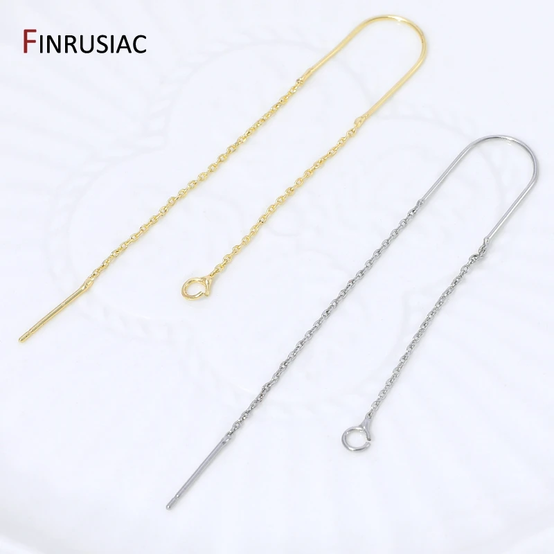 18K Gold Plated Brass Long Tassel Chain Drop Sticker Dangle Earrings Ear Line,Ear Wire Earrings Findings,DIY Jewelry Accessories