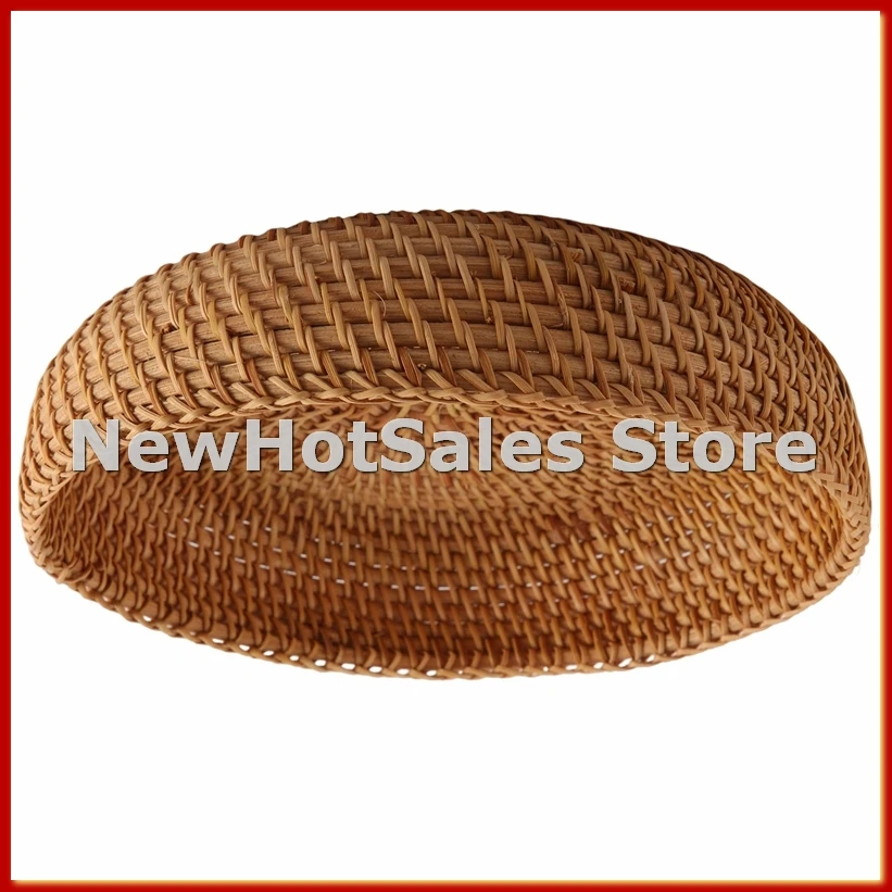 

Handmade Autumn Rattan Weaving Round Storage Basket Fruit Dish Rattan Bread Basket for Kitchen Food Picnic Bread Mini Container