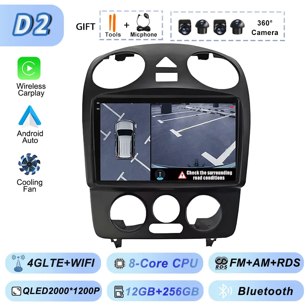 Carplay Auto Android Srereo Android 15 voor VW Volkswagen Kever 2000-2012 Auto Video Radio Multimedia GPS Navigatie Speler DVD