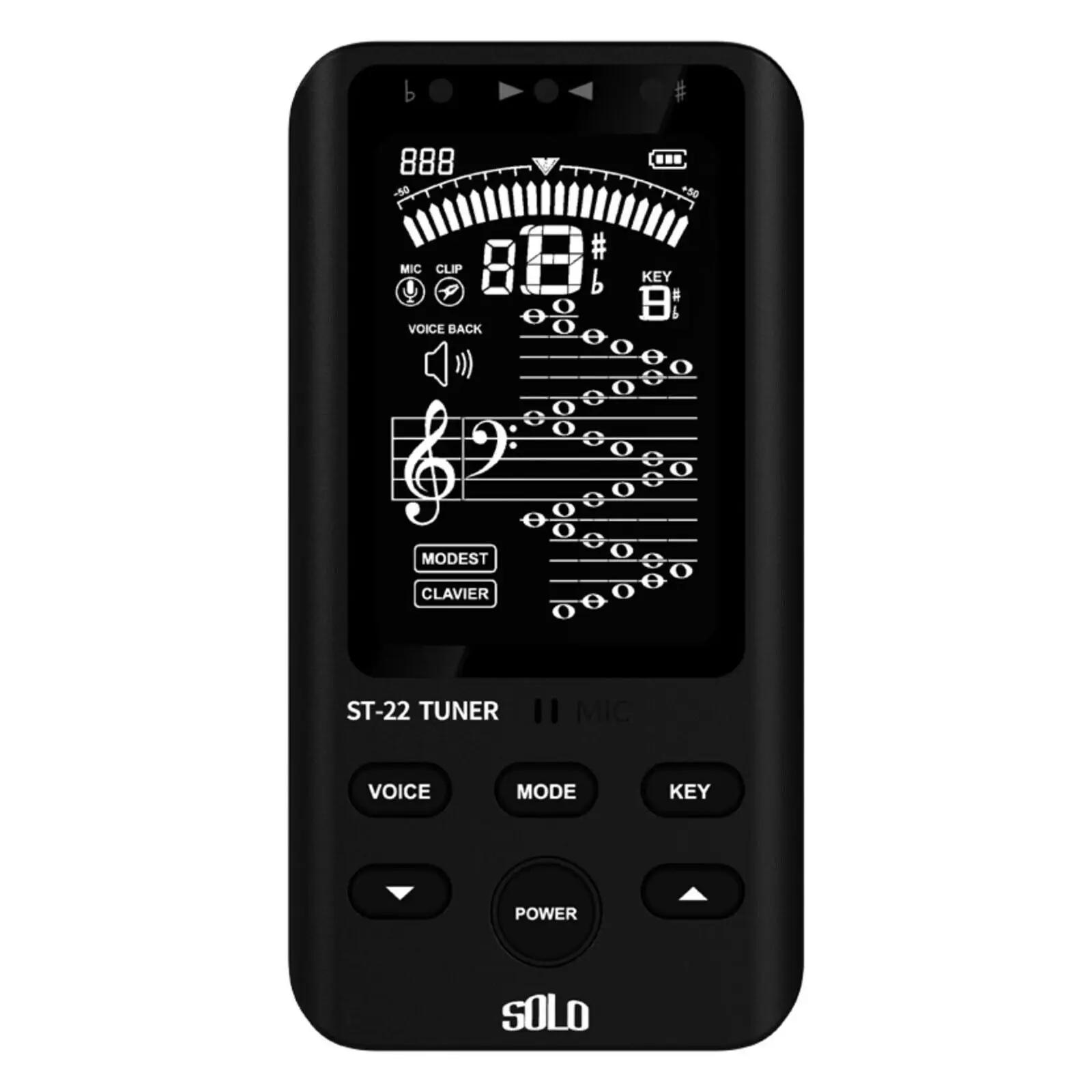 SOLO ST-22 Metronome for Rechargeable Digital Tuner with Following Sound and Shielding Variable Guitar Bass Violin Ukulele