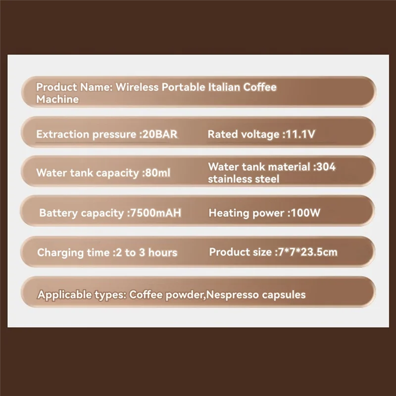 

ABWM-Portable Cordless Coffee Maker Handheld Electric Espresso Machine With Rechargeable Battery Heating Function For Travel