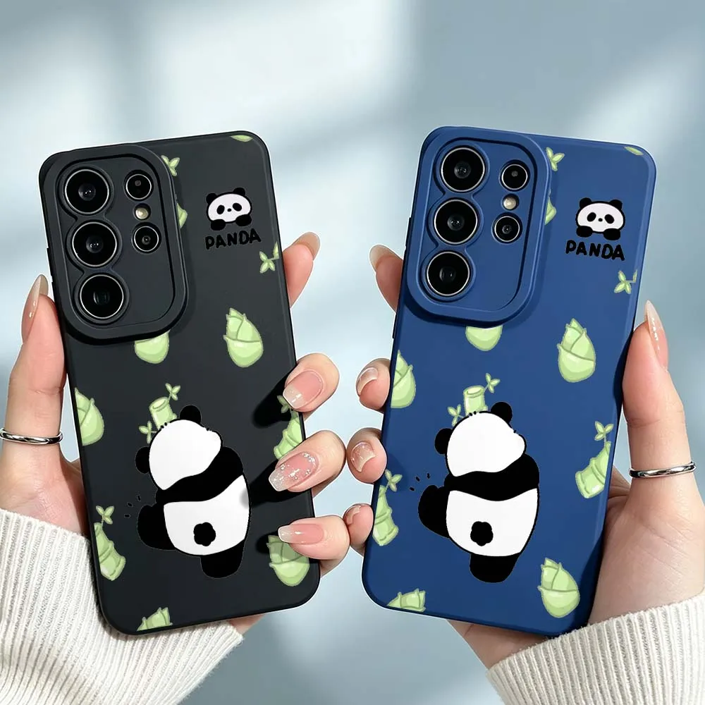 Cartoon Panda Bamboo Pattern For Samsung Galaxy S26 S25 S24 S23 S22 S21 A55 A54 A35 A15 Ultra FE Plus Phone Case Cover