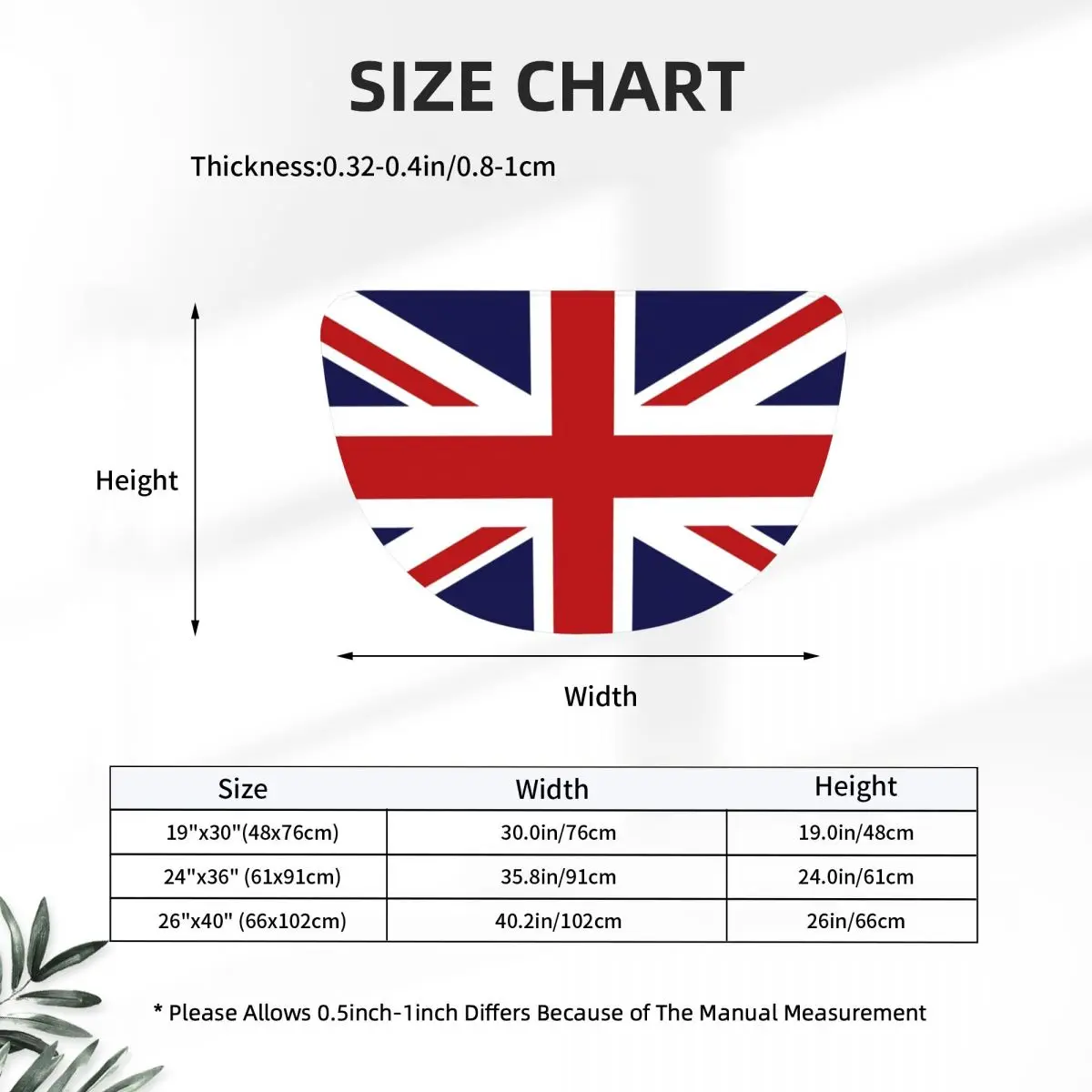 Union Jack Flag Of The UK Soft Flannel Half Round Doormat Non Slip Bathroom Mat Absorbent Floor Carpet for Garage