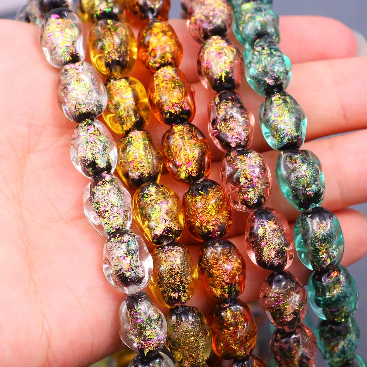 

2Pcs/Lot 14*11MM Colorful Black Background Whirlwind Beads Spacer Beads For Jewelry Bracelets Necklace Making DIY Accessories