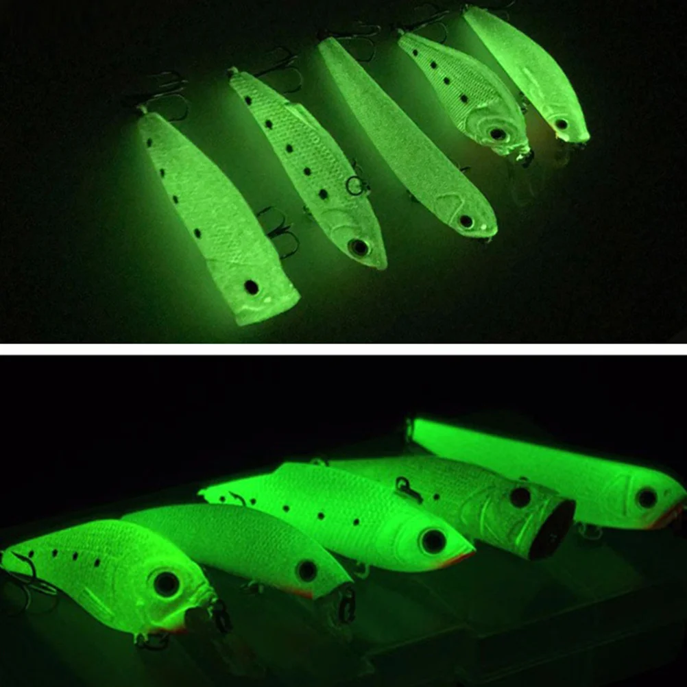 

5Pcs Night Light Hard Bait Luminous Fishing Lures Life-Like Fish Shaped Design Durable Outdoor Accessories Simulation Baits