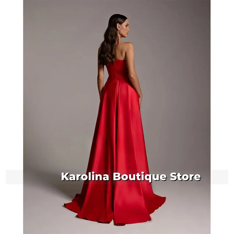 Vintage rotes Satin-Abendkleid, trägerlos, Meerjungfrau-Abschlussballkleid, Dubai, langes Schleppe-Kleid für Damen, elegante Party, individuell