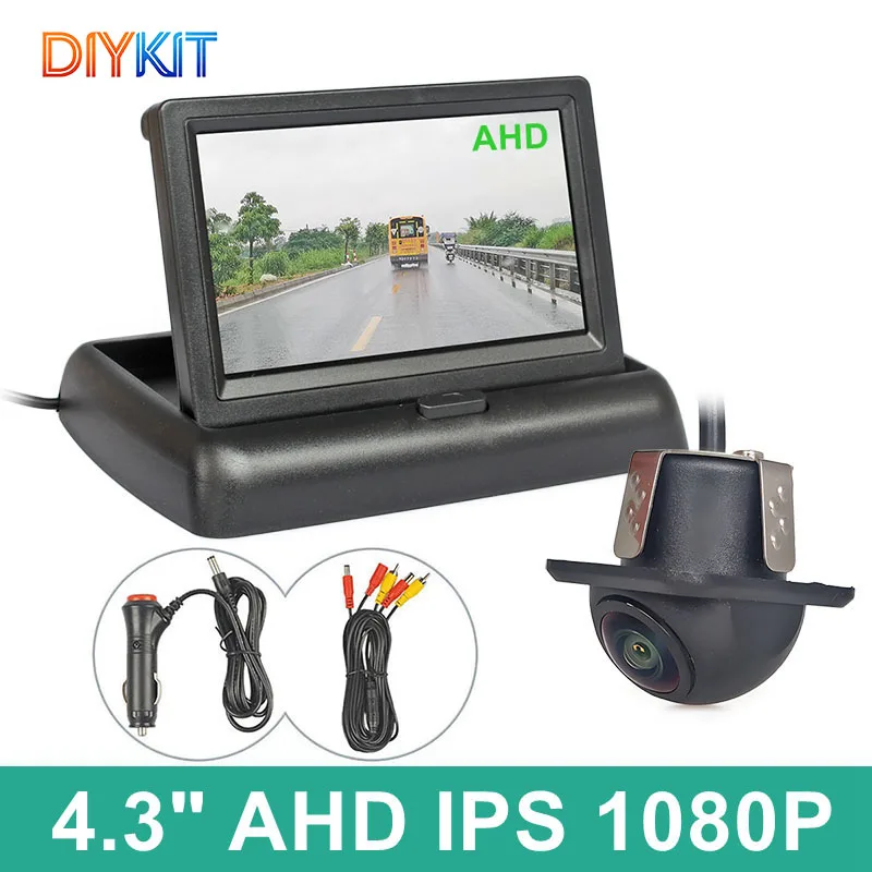 

DIYKIT 4,3-дюймовый AHD IPS складной монитор 1080P с камерой заднего вида для автомобиля с ночным видением 170° ° Камера заднего вида с ночным видением, водонепроницаемая