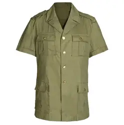 Camisa China de los años 80 para hombre, blusa Vintage verde, Tops de trabajo para oficiales