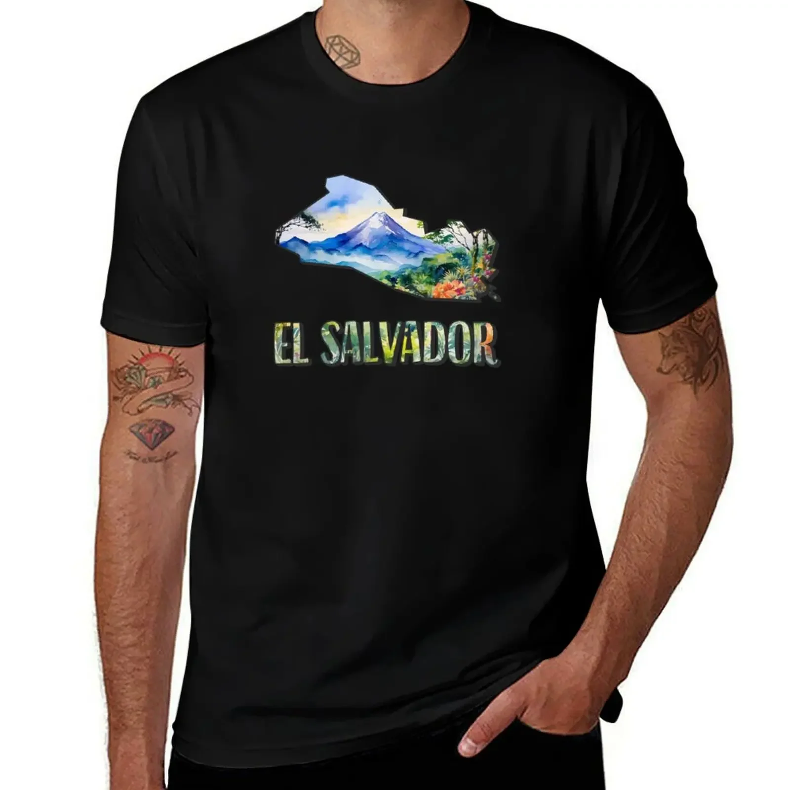 El Salvador watercolor map T-Shirt shirts graphic tees cotton graphic tees customizeds outfits for men