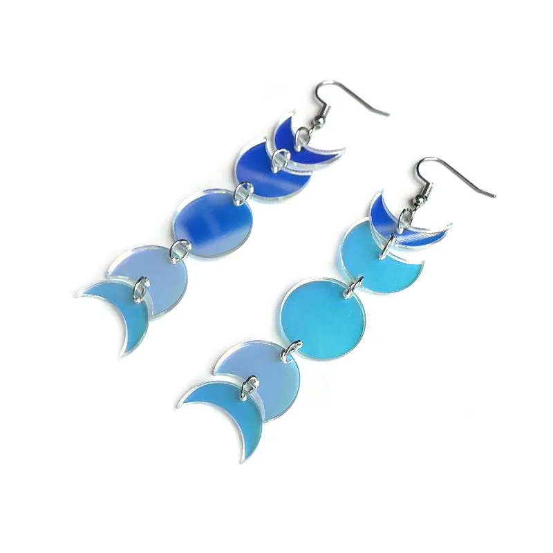 Pendientes de gota acrílicos de Color mágico para mujer, aretes geométricos redondos de Luna, pendientes de fases de la Luna, joyería personalizada, regalos novedosos