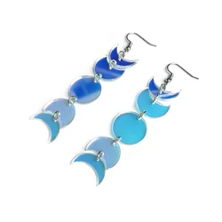 Magic Color Acrylic Drop Earrings Geometric Round Moon Women Phases Of The Moon Earrings Personalized Jewelry Novelty Gifts