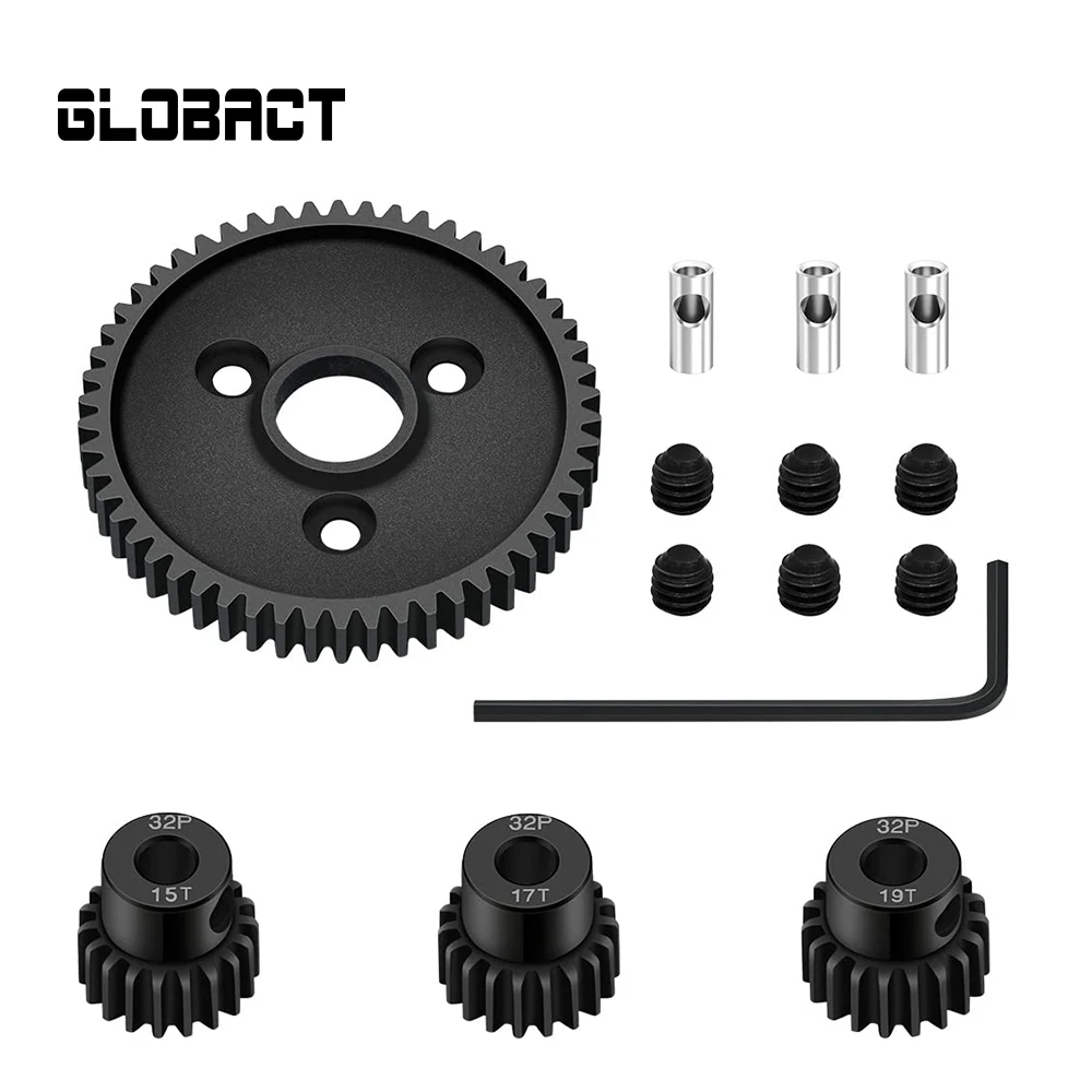 GLOBACT Steel Spur Gear with 15T/17T/19T Pinions Gear Set Upgrade Replace 3956 for 1/10 Slash 4x4 4WD/2WD/VXL Accessories