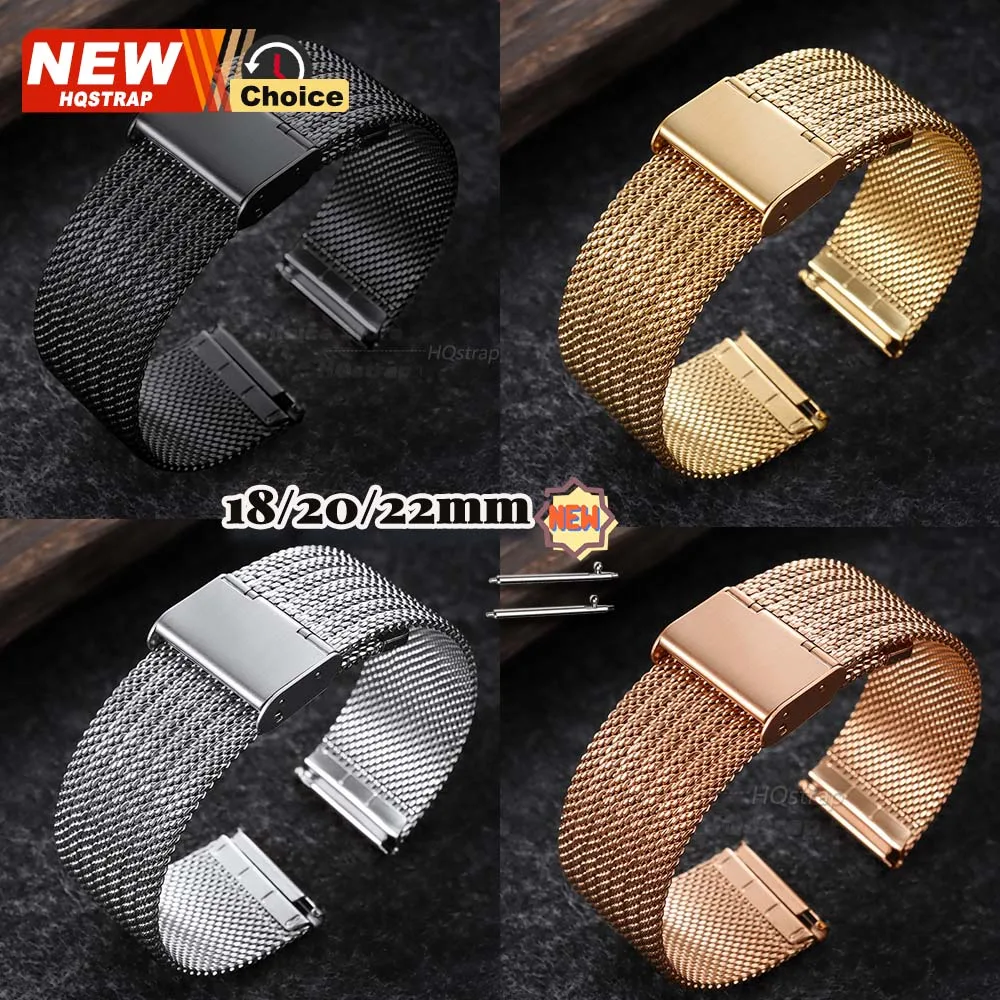 Modisches Weizen-Stil Armband 18mm 20mm 22mm 0,6 Mesh Metall Uhrenarmband für Omega Edelstahl Armband für Seiko Handgelenksband für DW