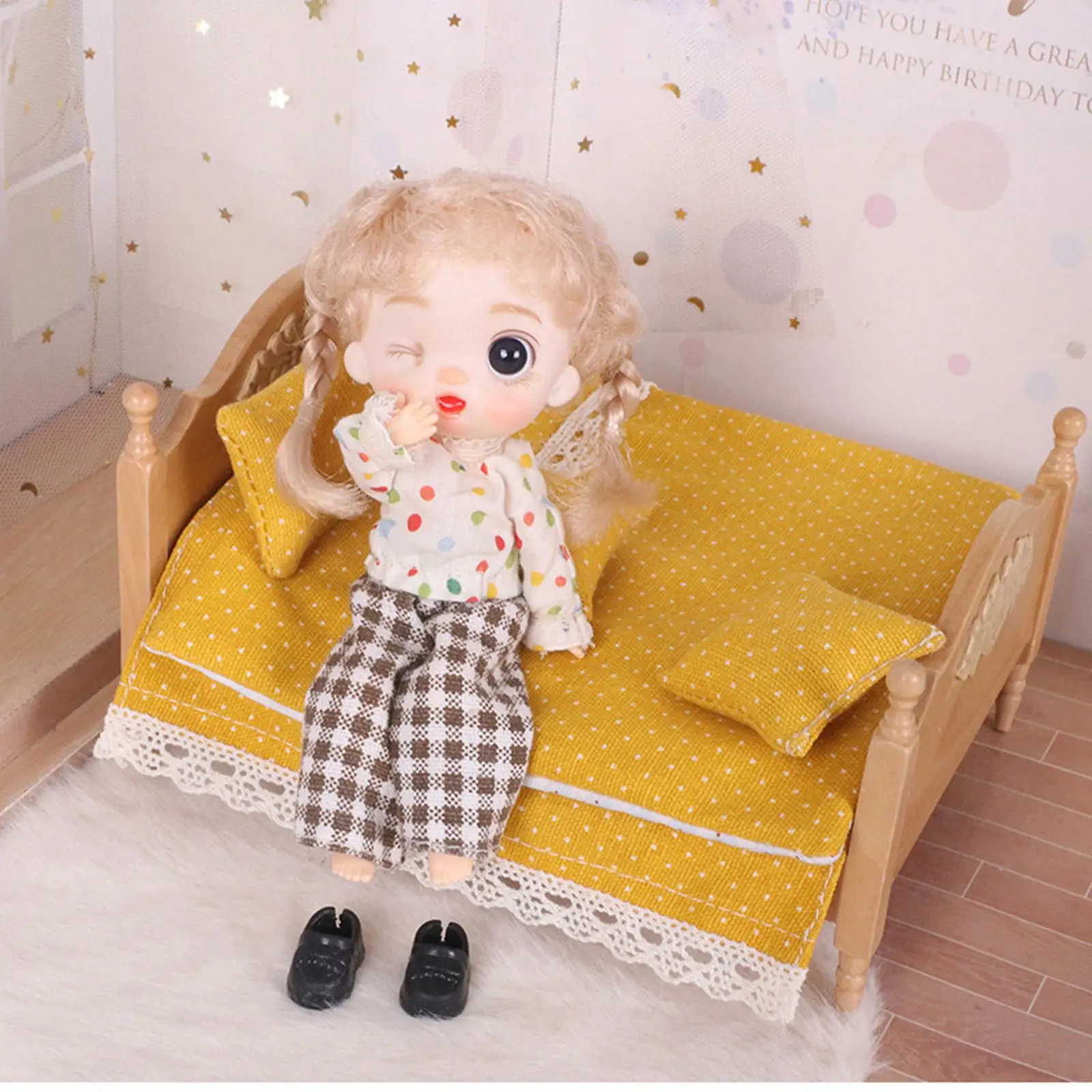 

1:12 Dollhouse Bedding Set Dollhouse Accessories Life Scene Scenery Ornament Simulation Decorative Miniature Bedding