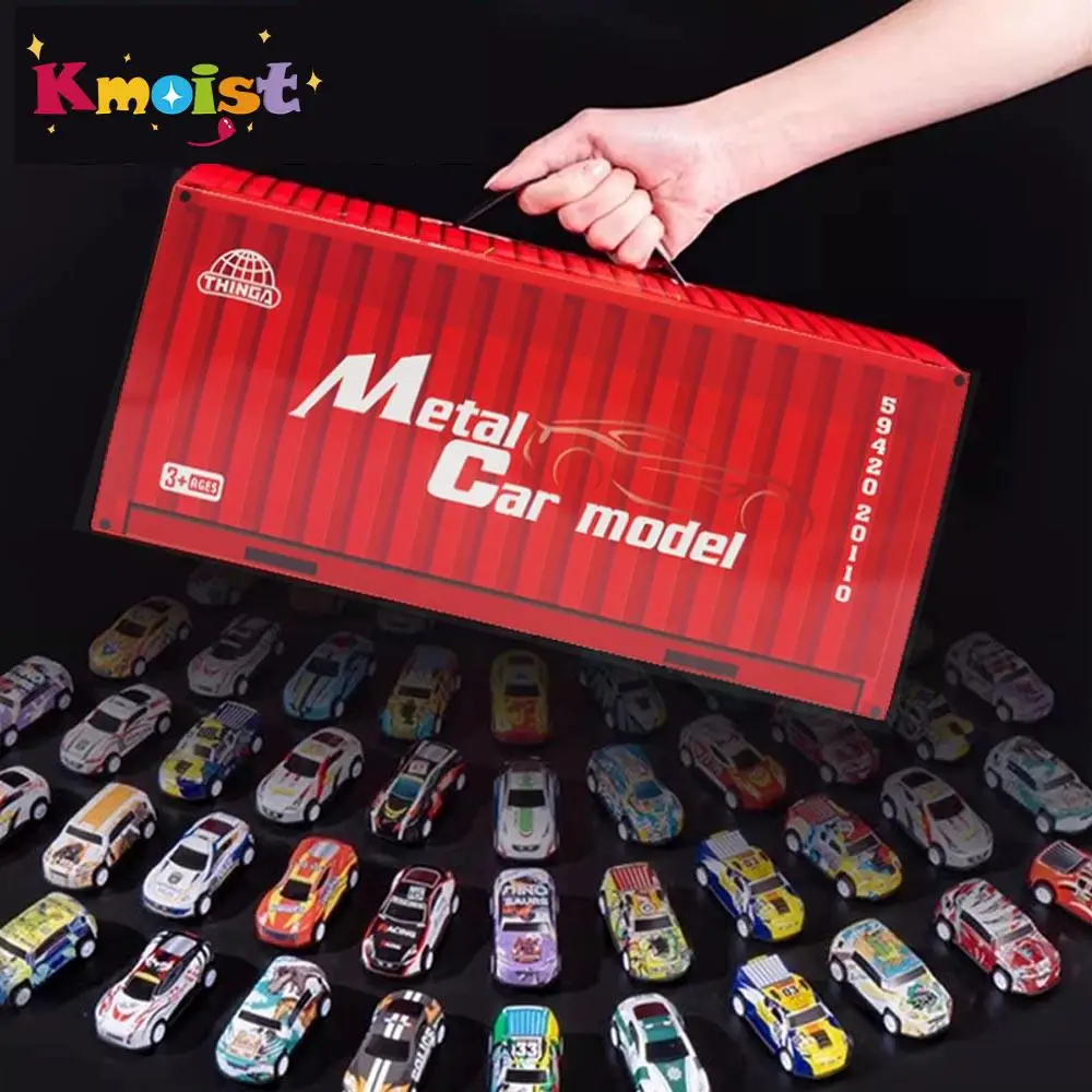 Varrotoy 48 Voitures à Friction En Métal – Coffret De Course Avec Cartes De Piste Et Garage De Rangement, Cadeau Enfant 3 Ans Et +