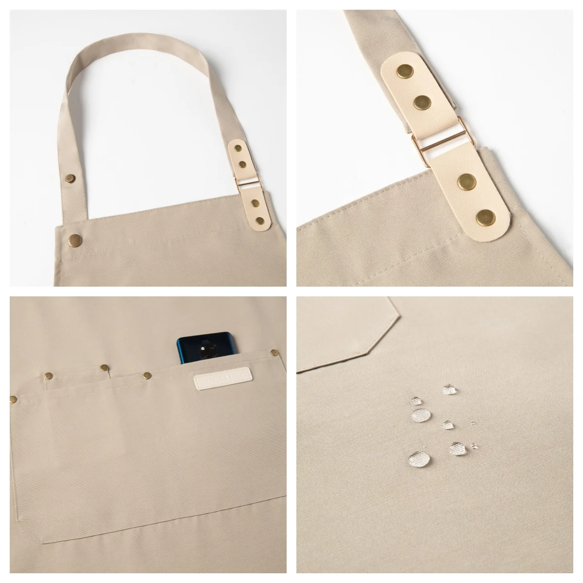 1-teilige Kochschürze, Unisex, wasserdichtes Segeltuch, langlebig, für Restaurant, Hotel, Backen, Schönheitssalon, Nagelkunst, Küche, Kochen – Detail 8