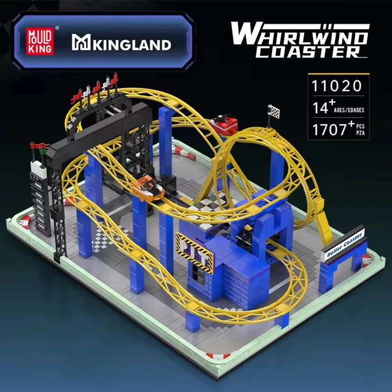 고품질 몰드 킹 11020 롤러코스터 DIY 장난감 모터라이즈드 회오리바람 코스터 블록 조립 키즈 크리스마스 선물