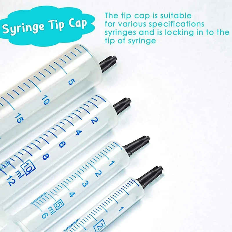 250pcs Tip Caps for Luer Lock, Black Dispensing Needle Tip Cap Caps Plug for Sliding Tip-ROWI