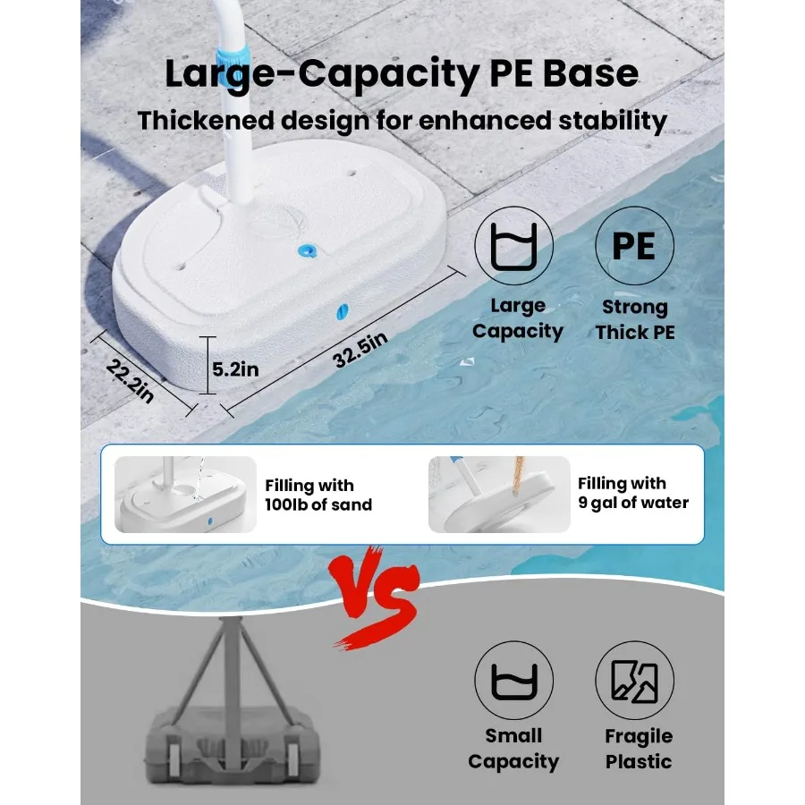 Poolside Basketball Hoop for Swimming Pool with 36-Inch Backboard Height-Adjustable Design Durable Stainless Steel Rim Perfect