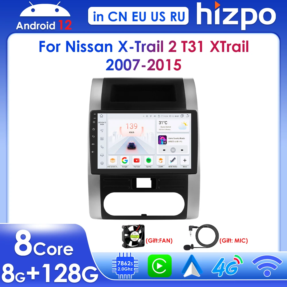 

Hizpo Wireless Carplay for Nissan X-Trail 2 T31 XTrail 2007- 2013 2015 Android Car Radio Multimedia Navigation GPS BT Autoradio