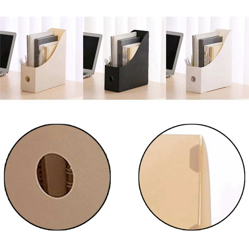 3 Stück Desktop-Aktenregale für Studenten verwenden Datenregale zur Organisation von Buchstützen aus Kunststoff, Bücherregalen in Schwarz und Weiß und Beige