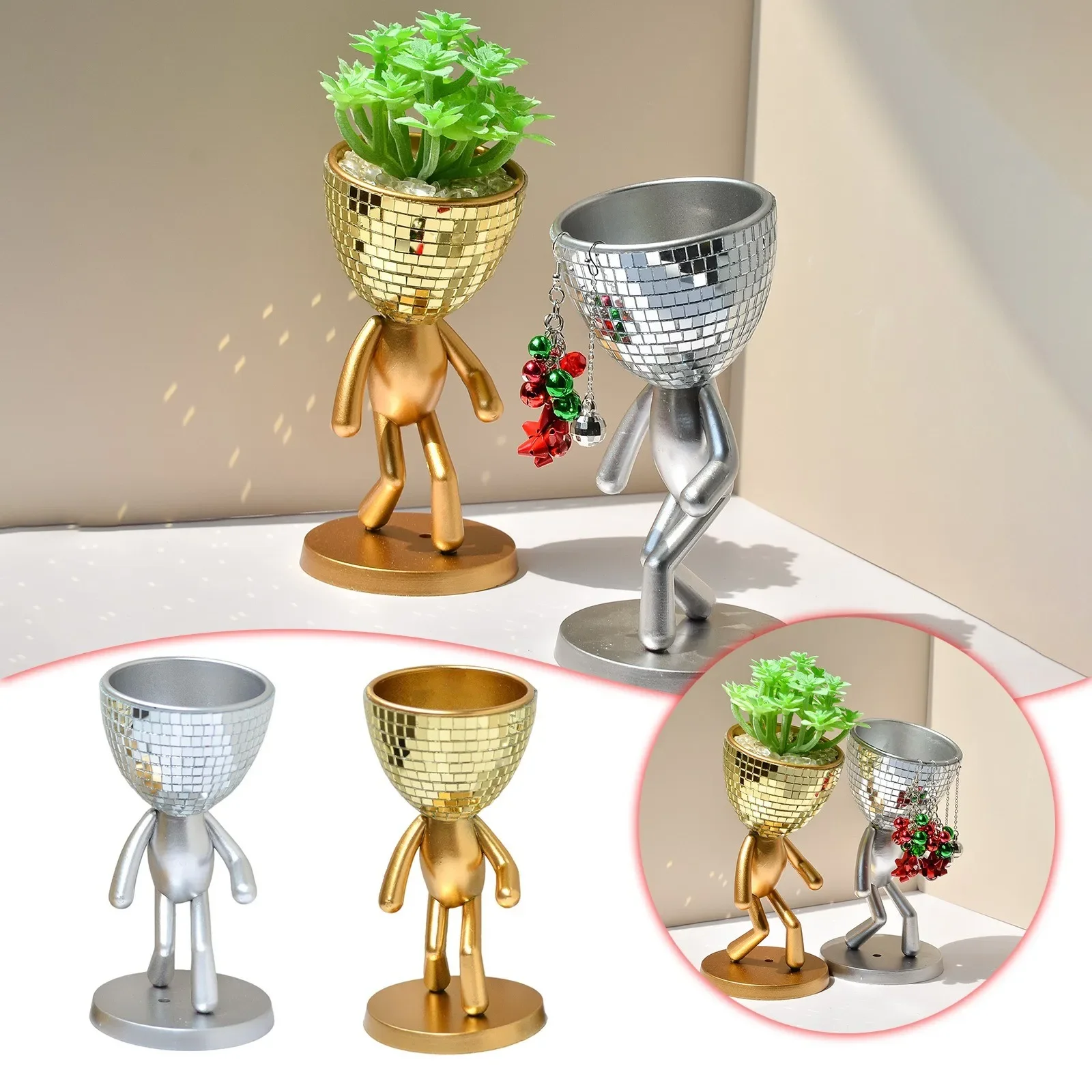 Crazy Disco Matchmaker Succulents Planter Creative Simple Planter Pot for Home Office Desktop Window Ceramic Flower Outdoor Set