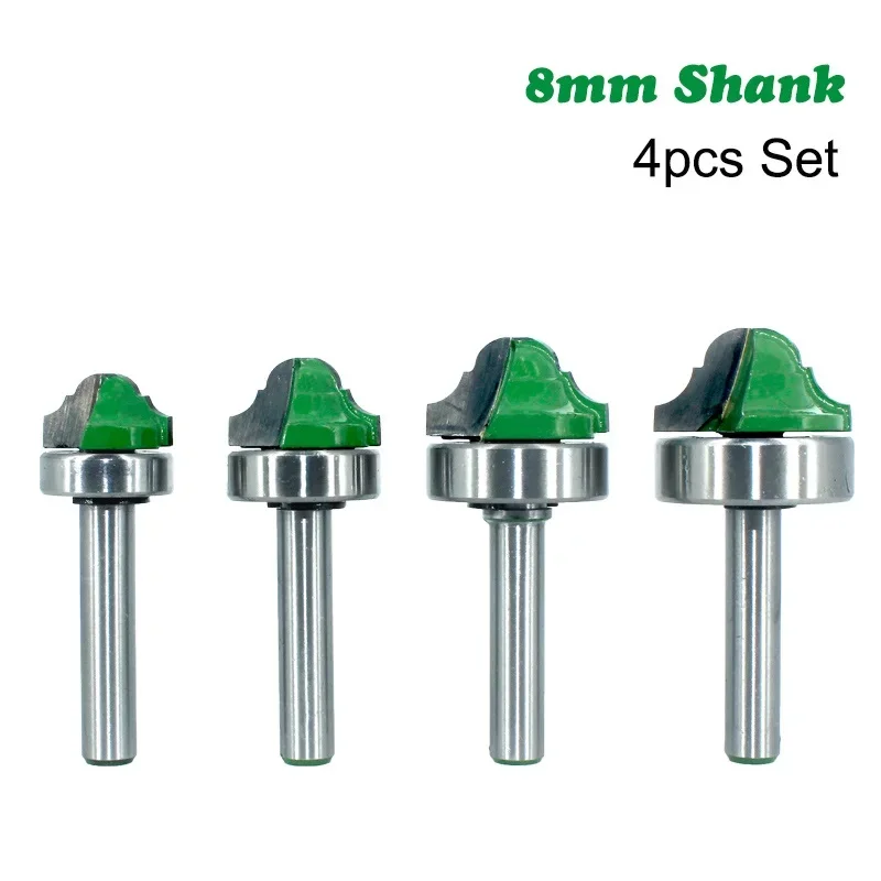 4pcs Set 8mm Shank Router Bit Bearing Double Roman Ogee Edging Milling Cutter For Wood Woodwork Line Knife Hobbing