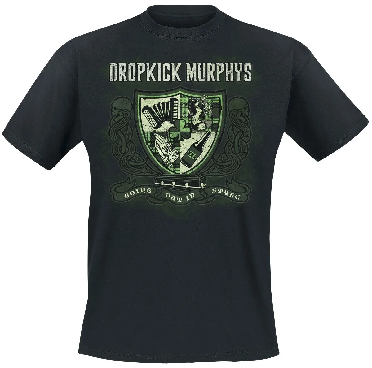 Dropkick Murphys Band Going Out in Style Celtic Shield Print T Shirt, 100% Cotton Casual Neutral Tee, Celtic Punk Streetwear