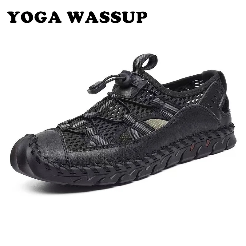 

YOGA WASSUP-Men's Leather Sandals, Comfortable, Soft, Casual, Outdoor, Fashion, New Series, 39-48