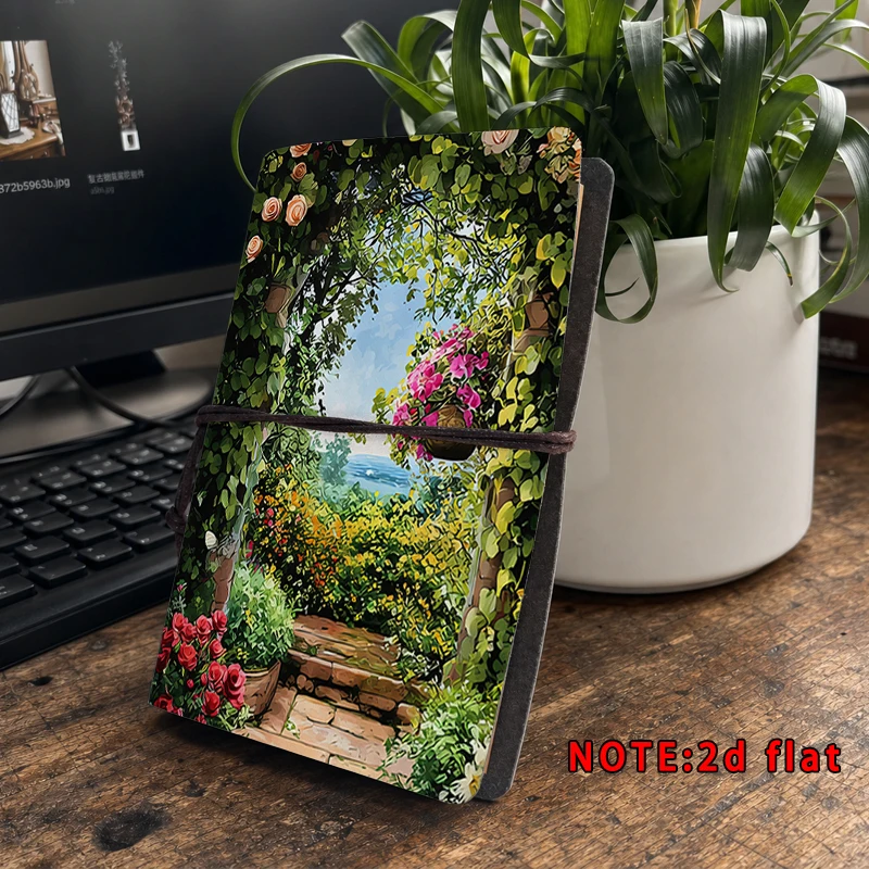 Secret Garden Arch Floral Landscape Print Notebook Band Travel Journal Diary Notepad Planner Office School Stationery Gift
