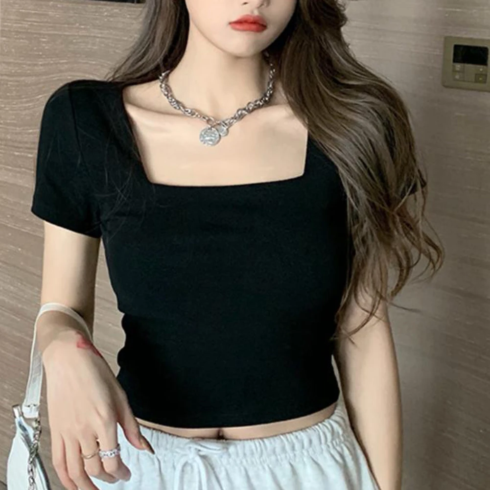 

Женская укороченная верхняя одежда с квадратным воротником, коротким вырезом на талии, повседневный дизайн из полиэстера для весны и лета.