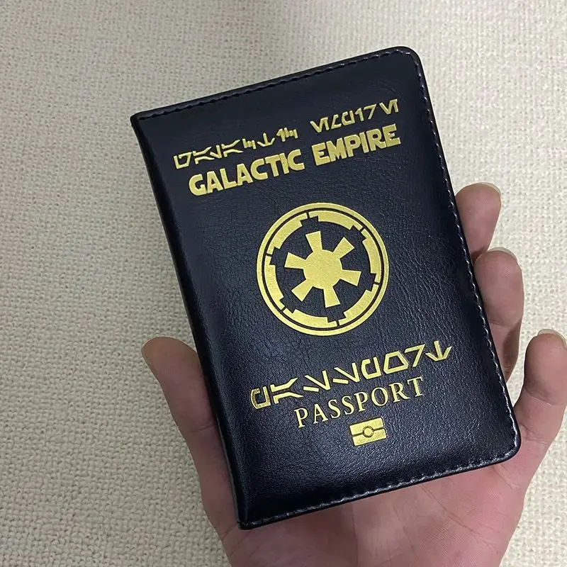 

New Logo Galactic Empire Bla PU Leather Passport Cover Durable Acrylic Plastic Functional Bag for Men And Women