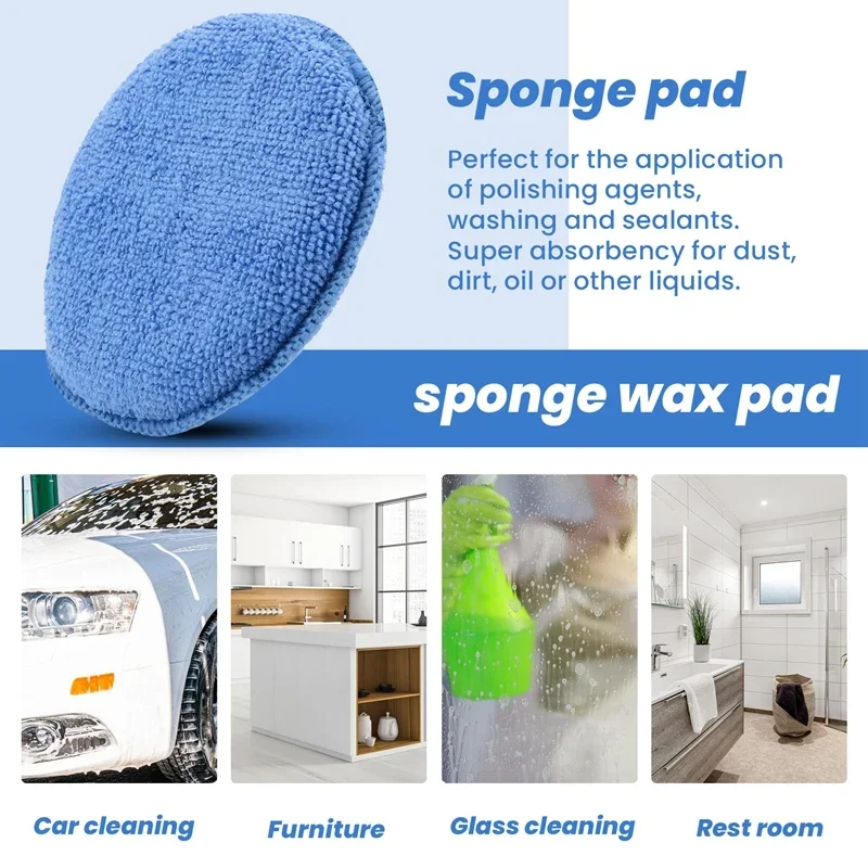 Aplikator Lilin Serat Mikro 5 Inci Bantalan Spons Busa Pemoles Waxing Ultra Lembut untuk Waxing Mobil, Pemolesan & Detail Alat Bersih