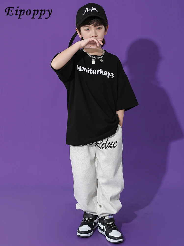 بدلة رقص للأطفال بأكمام قصيرة ، ملابس عصرية للأولاد و الفتيات ، زي هيب هوب