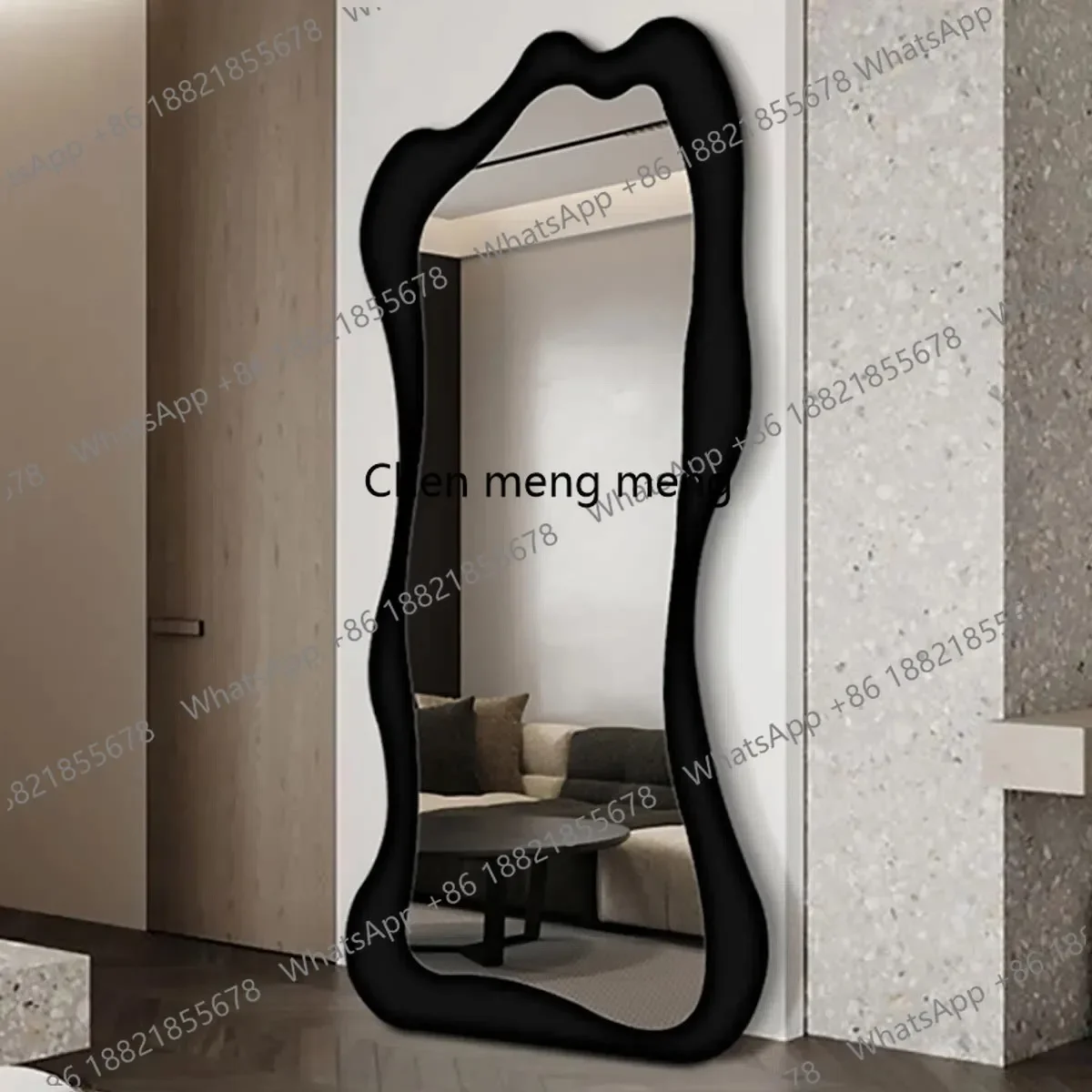 A17 Light luxury wave special-shaped floor-to-ceiling dressing mirror designer art French full-length mirror