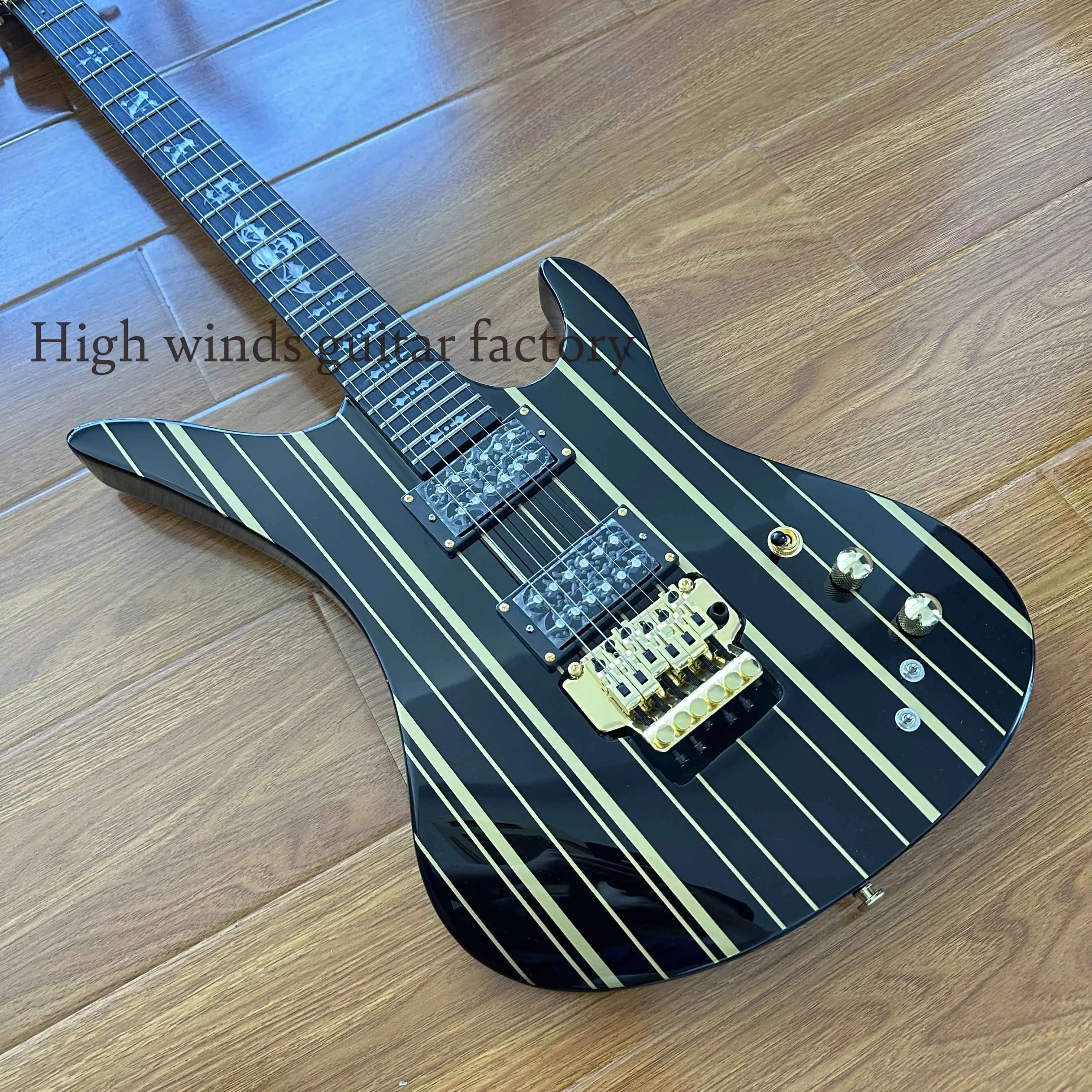 

Synyster Gates 6 string yellow stripe electric guitar gold hard battle Fr Bridge