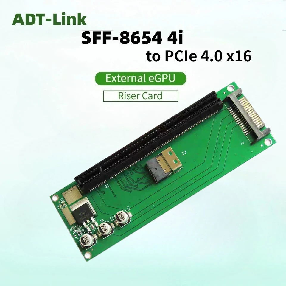 SFF-8654 4i To PCIe 4.0 X16 External Graphics Card Adapter Card eGPU for GPU PCIe Riser NVMe Laptop For DIY Computer Accessories