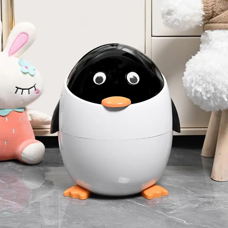 Animal Trash Can Cartoon Waste Bin For Kids Room Penguin Trash Bin Desk Garbage Can Animal Shaped Trash Can Wastebasket For Car