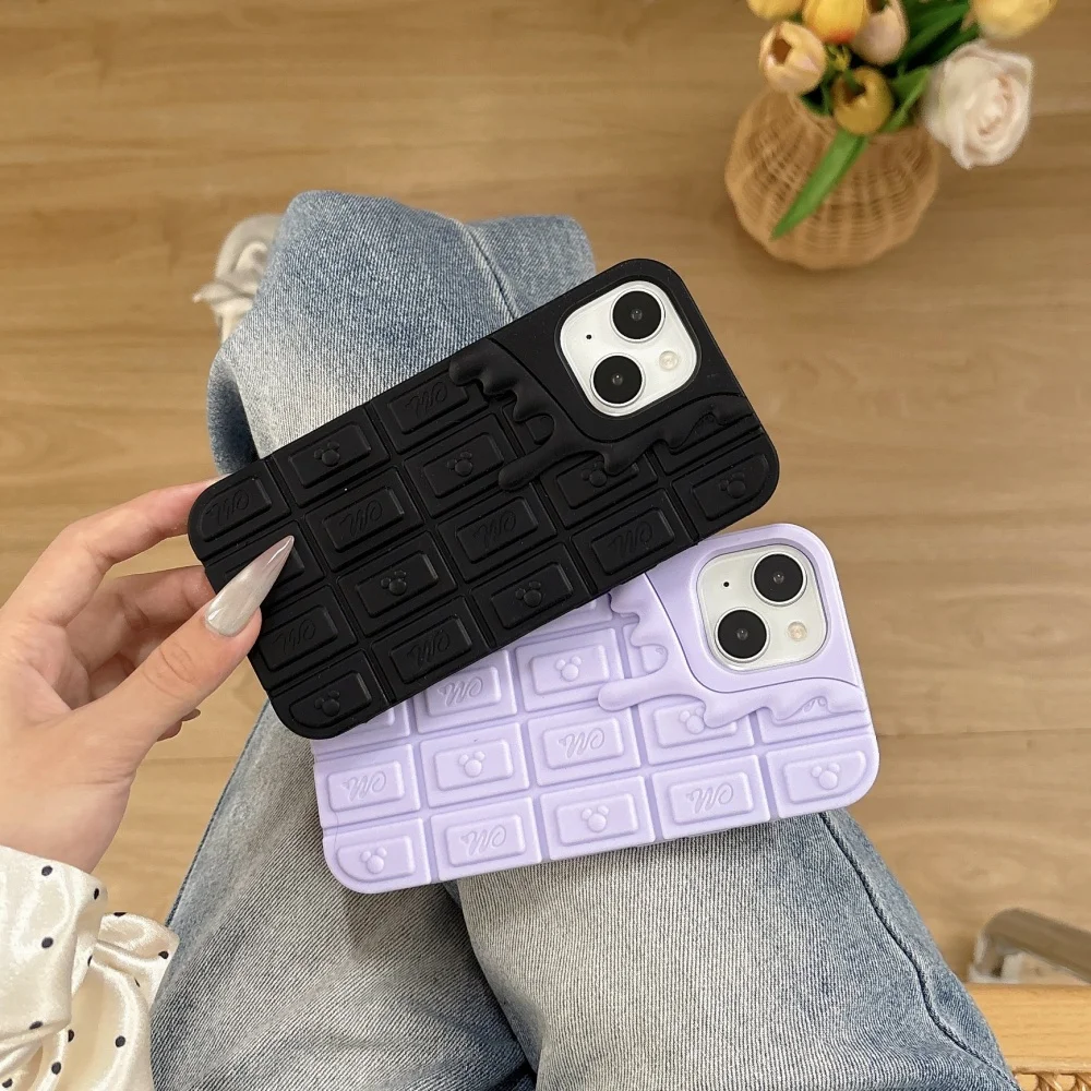 [tx 4C89] شوكولاتة السيليكون ثلاثية الأبعاد القديمة مناسبة لحافظة الهاتف المحمول Apple 16 iPhone15promax Cartoon