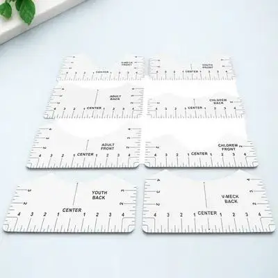8 قطعة دليل تي شيرت حاكم جولة الرقبة حجم الرسم البياني أداة قياس مع علامات واضحة لمحاذاة مثالية المحمولة قوي
