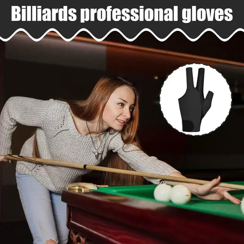 Billiard Gloves For Women Sweat-Wicking Three Finger Gloves Sport Mitten Sports Accessories Elastic Protective Gear For