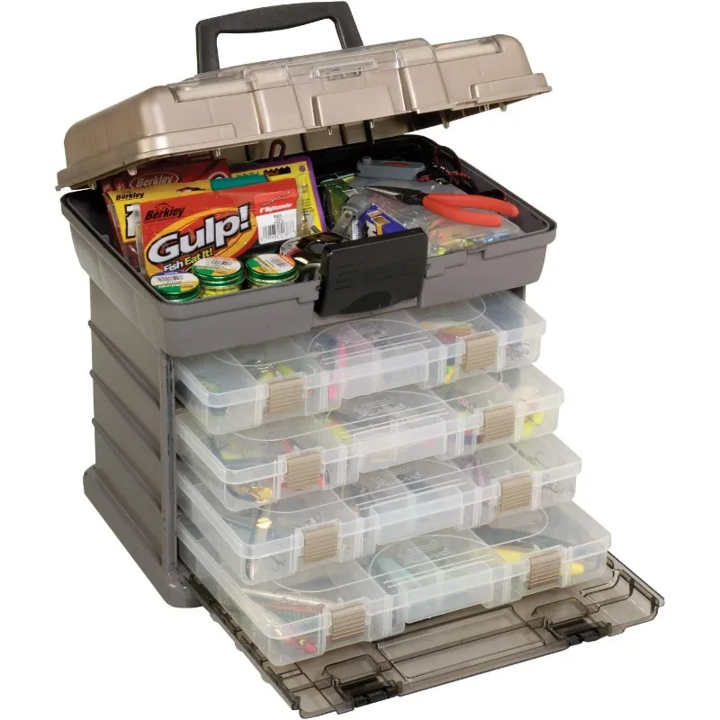 Guide Series StowAway 4-By Rack System Tackle Box, Holds 4 3700 Utility Tackle Boxes, Quick-Access Top Storage with DuraView