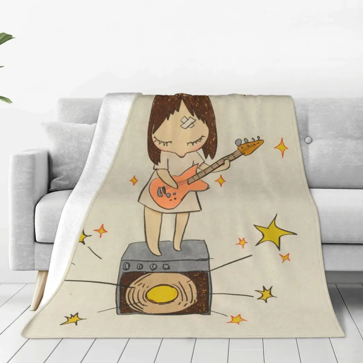 Yoshitomo Nara Art Blanket Rock Guitar Dream Fleece Awesome Warm Throw Blankets for Coverlet Autumn/Winter