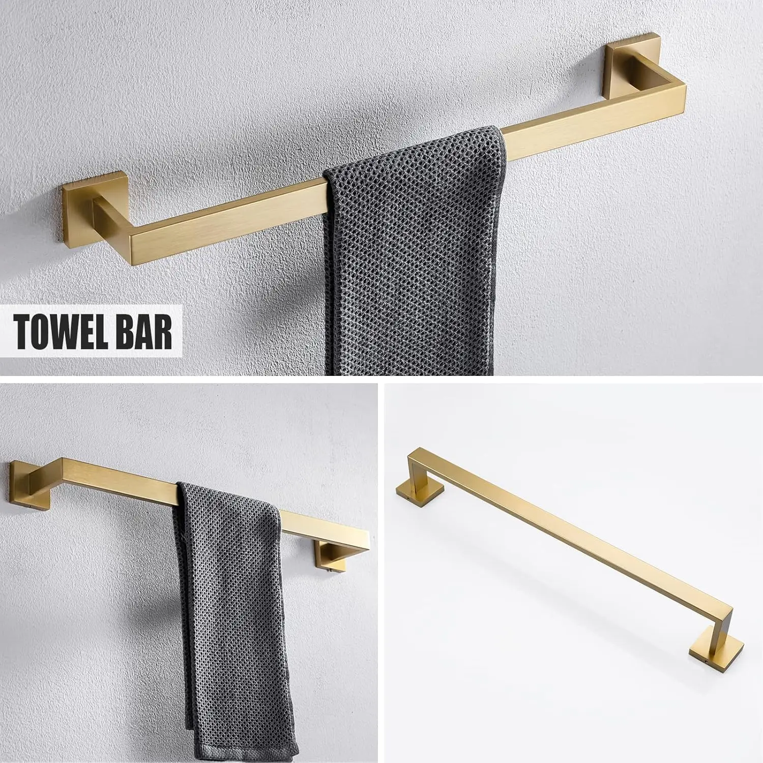 5-Piece Brushed Gold Bathroom Accessories Set 23.6 inch Brushed Gold Bath Hardware,Including Towel Racks for Bathroom