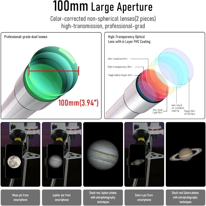 Adult high-power telescope, very suitable for astronomy enthusiasts/beginners/children GALAEYES