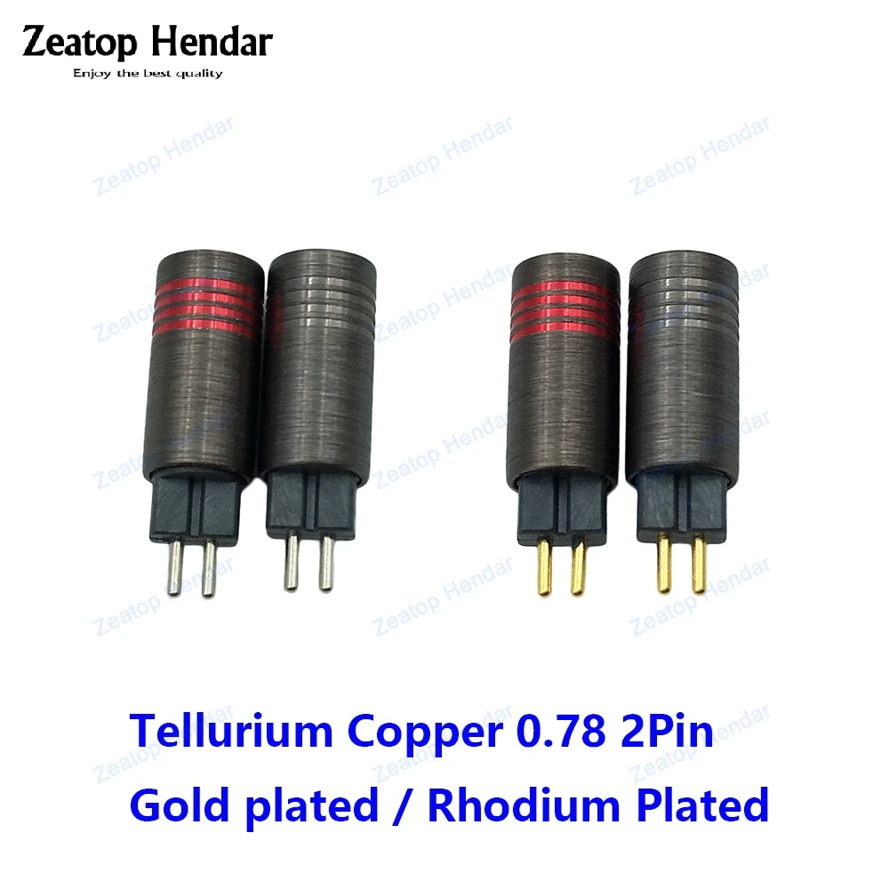 1Pair Tellurium Copper 0.78 2 Pin Male Plug Gold / Rhodium Plated Earphone Pin Jack U Type for DIY Headphone Cable Enthusiasts