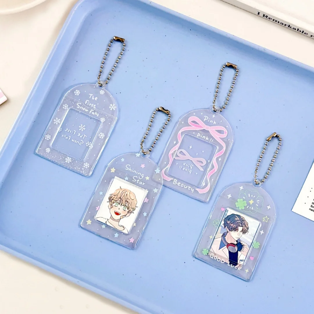 

1 Inch Photo Card Holder Card Photo Display Bag Pendant Gift for Girls Original Bow Star Clover Snowflake Photocard Organizer