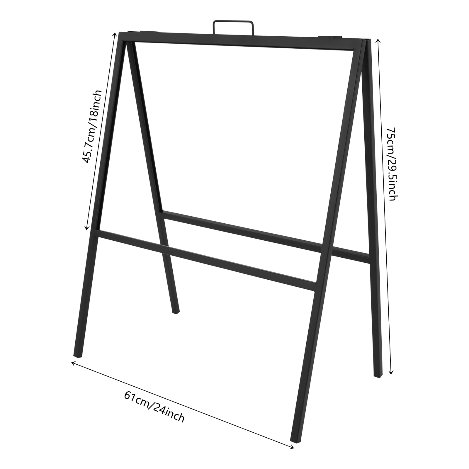 2PCS Black Heavy Duty Sidewalk Sign Holder Portable Folding Sign Holder Steel Sign Stands For Outdoor Placement