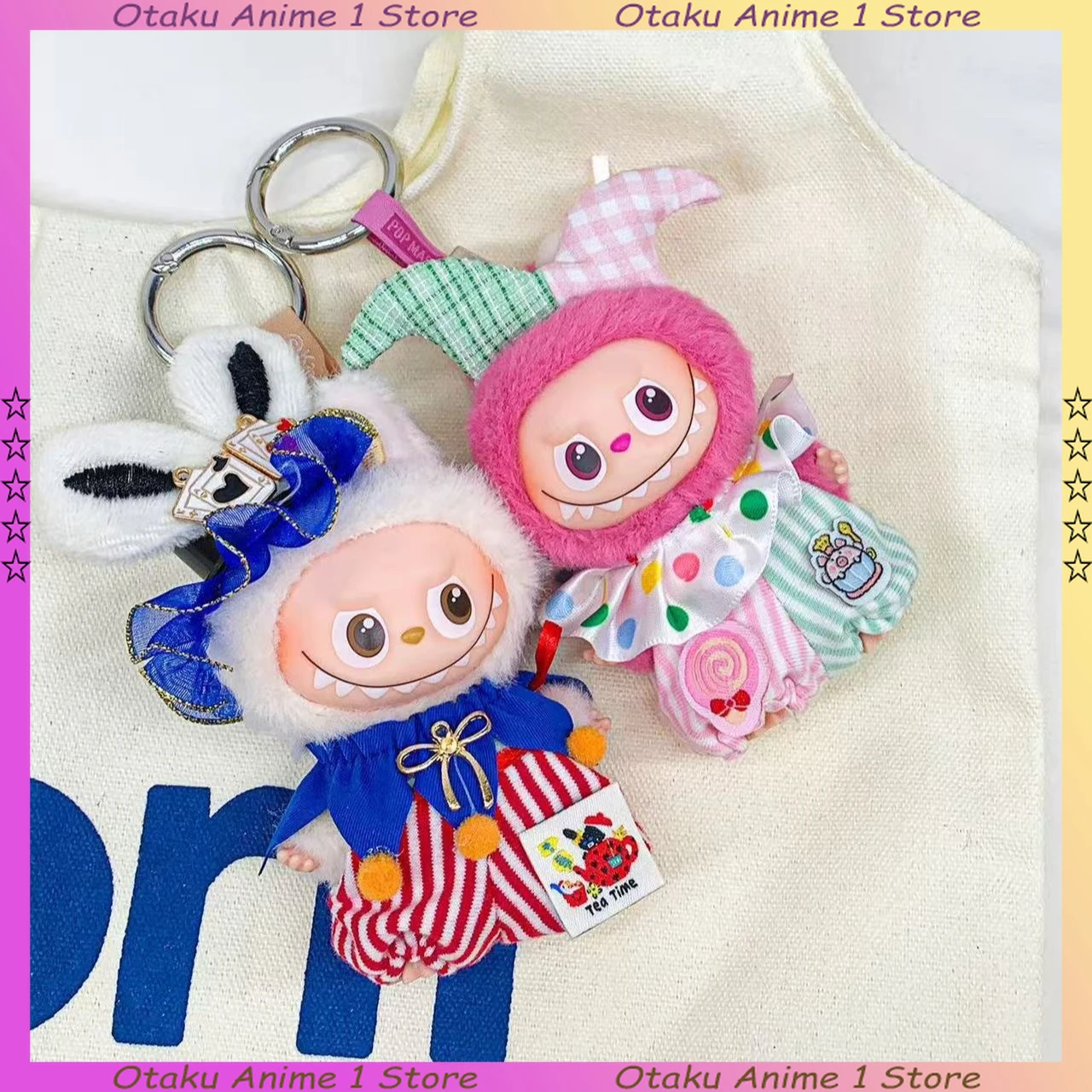 ل Labubu 4.0 الملابس لطيف السيرك المهرجين مجموعة مهرج قبعة بذلة صغيرة أفخم دمية الملابس موضة إكسسوارات دمي هدية